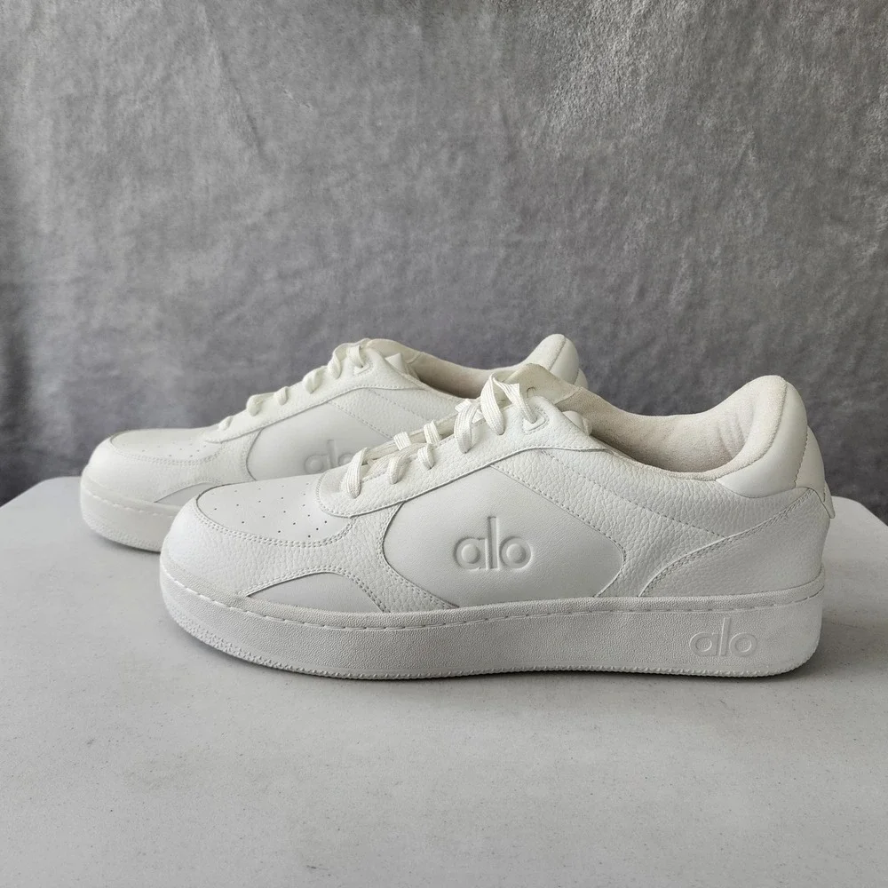 Alo Yoga Recovery Mode Sneakers Mens Size 16 White Vegan Leather Low Top A0685U